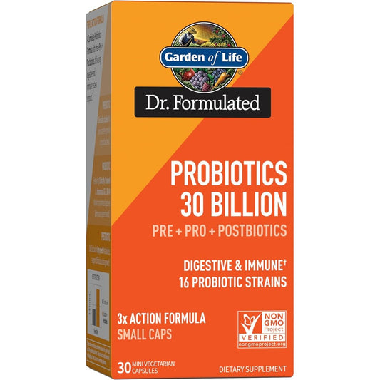 Garden of Life Dr Formulated 3 in 1 Complete Probiotics front view bottle for adult digestive health