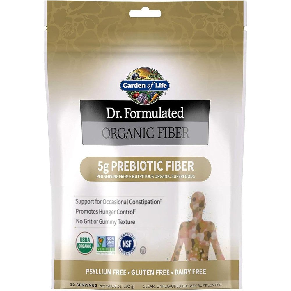 Garden of Life Dr Formulated Organic Fiber powder front view for digestive wellness