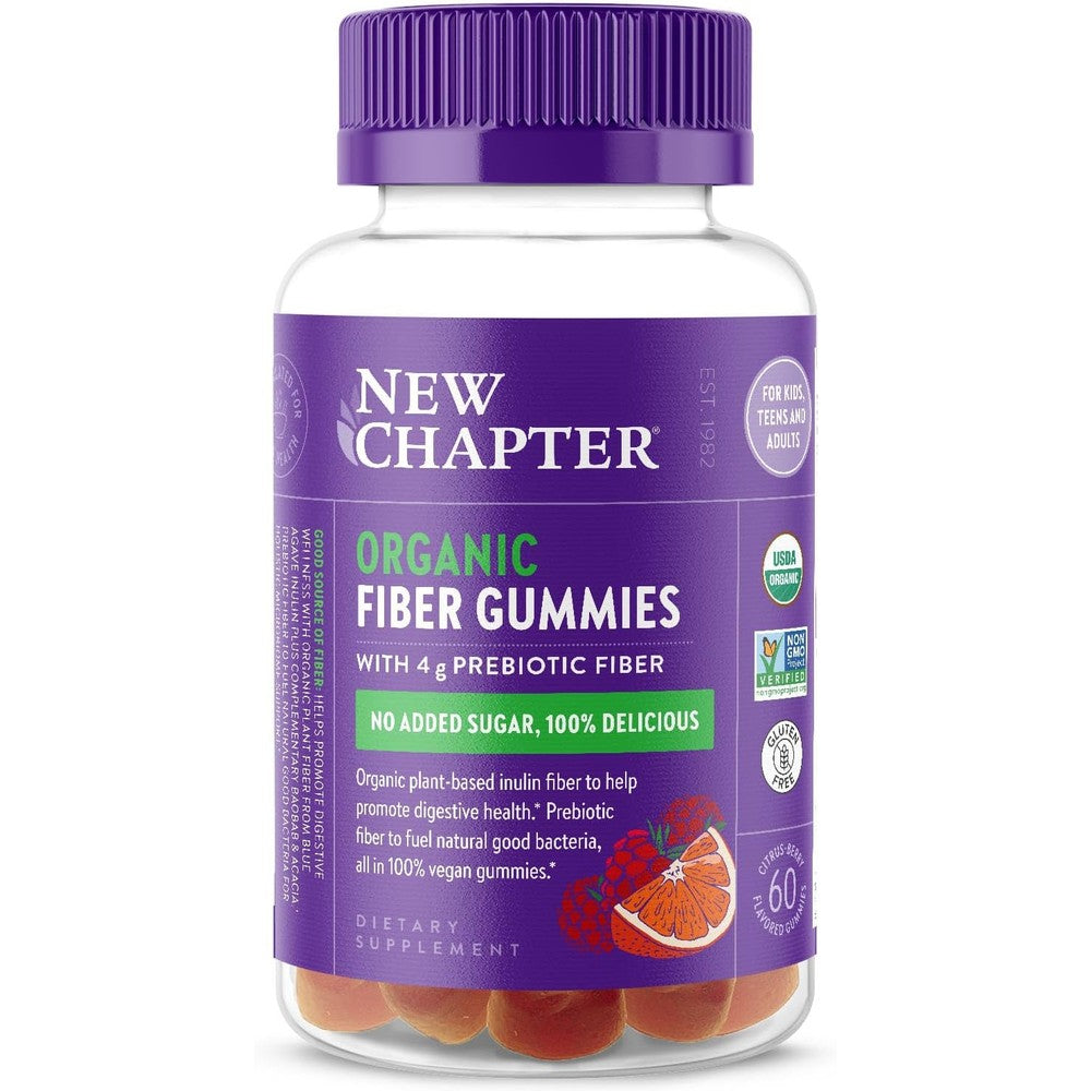 New Chapter Organic Fiber Gummies front bottle view for adult digestive health