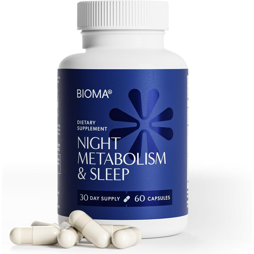 BIOMA Night Metabolism and Sleep 60 Capsules front bottle view for overnight digestive health