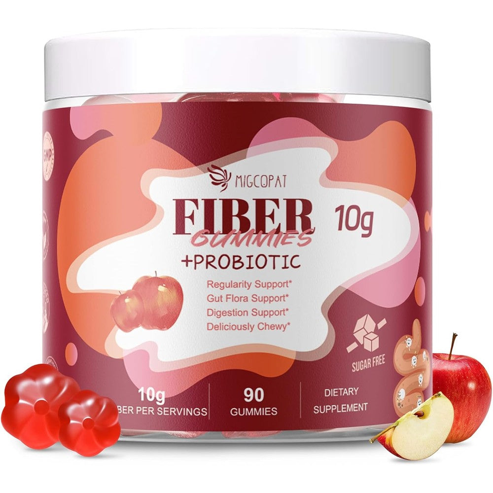 Migcopat Fiber Apple Cider Vinegar Gummies front view bottle for digestive health.