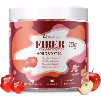 Migcopat Fiber Apple Cider Vinegar Gummies front view bottle for digestive health.