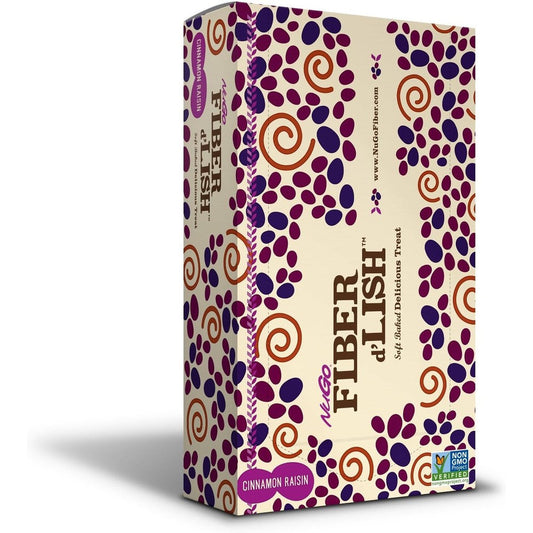 NuGo Fiber dLish Cinnamon Raisin bars front packaging for healthy snacks India.