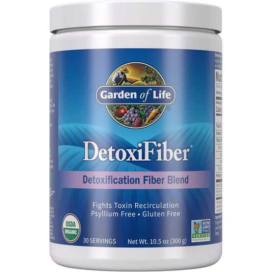 Garden of Life Organic Unflavored DetoxiFiber Powder front view container for digestive health