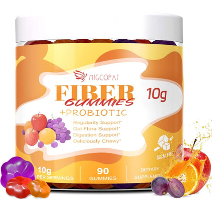 Migcopat 10G Fiber Gummies 90 count bottle front view for gut health
