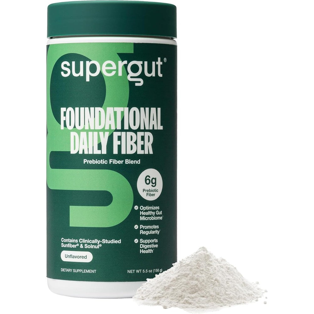 Supergut Foundational Daily Prebiotic Fiber powder front view packaging for gut health