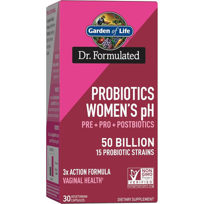 Garden of Life Dr Formulated Womens Probiotic 30 capsules bottle front view showing 50 billion CFU details