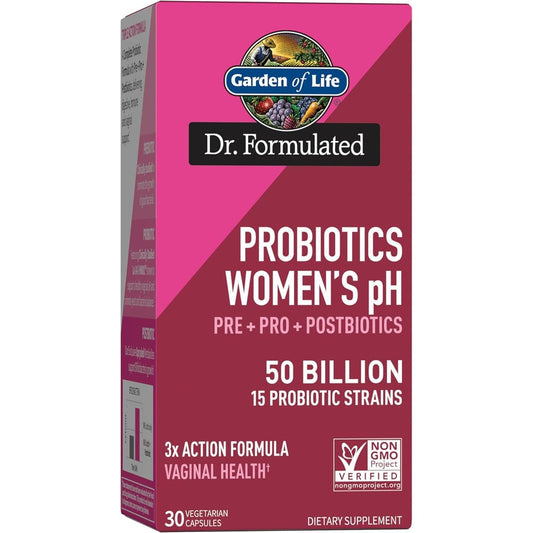 Garden of Life Dr Formulated Womens Probiotic 30 capsules bottle front view showing 50 billion CFU details