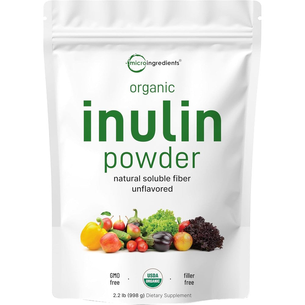 Micro Ingredients organic inulin FOS fiber powder 2.2 pound pouch front view