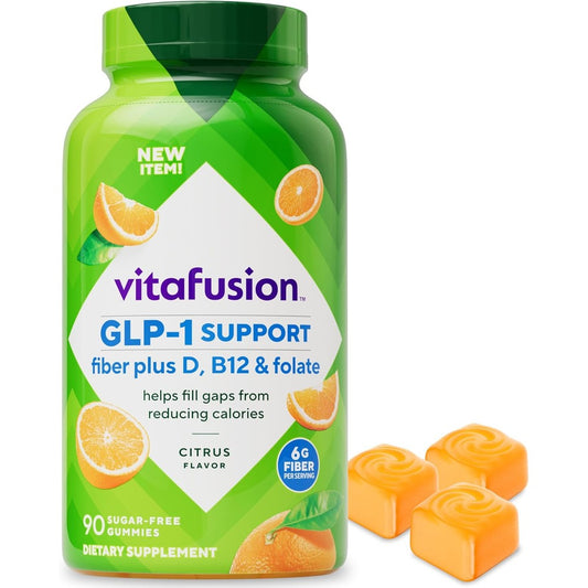 Vitafusion GLP-1 Support Fiber Gummy Vitamins front view bottle for daily nutritional gaps