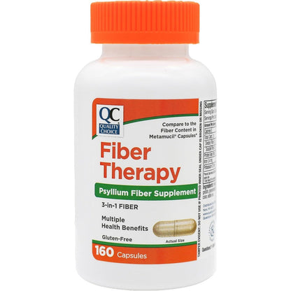 Quality Choice Daily Psyllium Fiber Supplement 160 Capsules front bottle view for digestive health