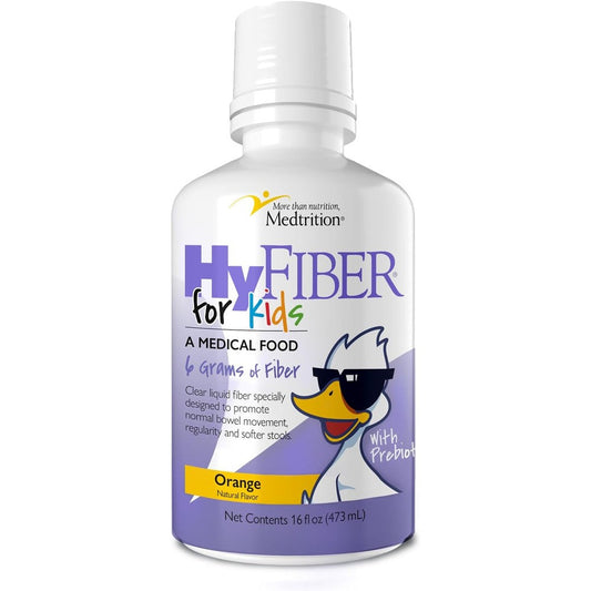 Medtrition HyFiber Liquid Fiber for Kids 16 fluid ounce bottle front view child constipation supplement