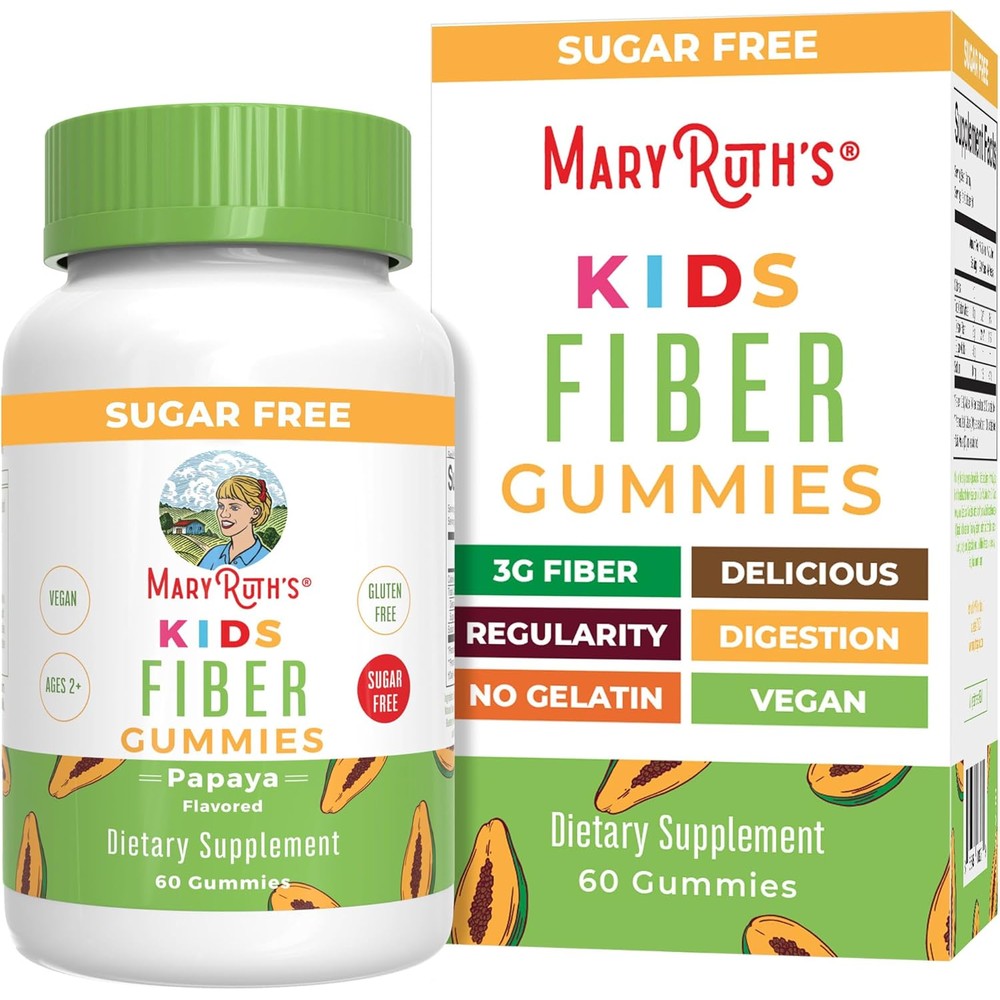 MaryRuth Organics Kids Fiber Gummies front view bottle for digestive health