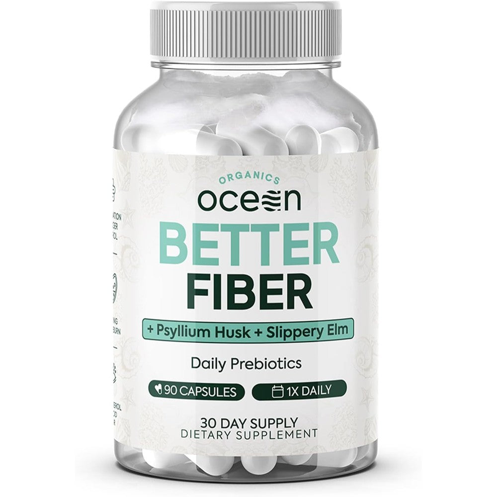 Organics Ocean Better Fiber 90 capsules bottle front view daily prebiotics supplement India