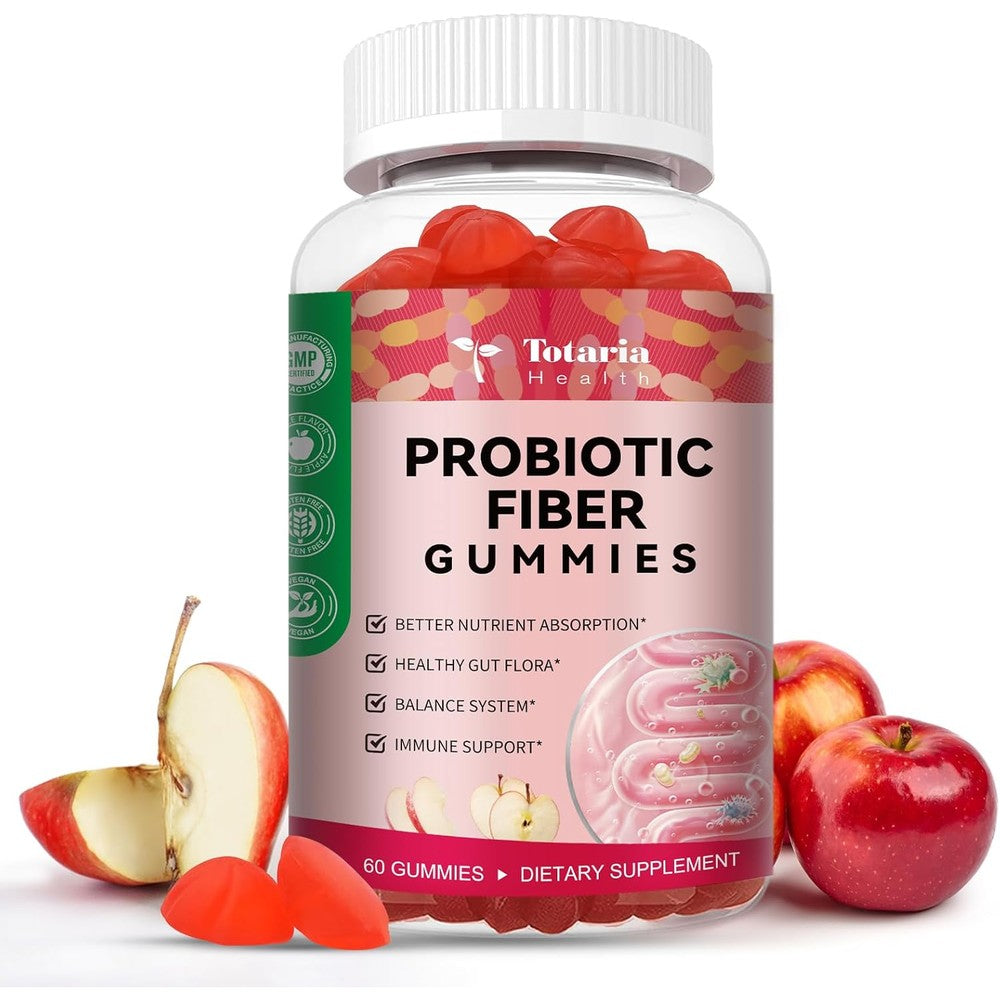 Totaria 9-in-1 Probiotic Fiber Gummies 60 count front view for gut health supplement India