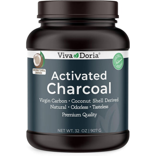 Viva Doria Virgin Activated Charcoal Powder front view jar packaging