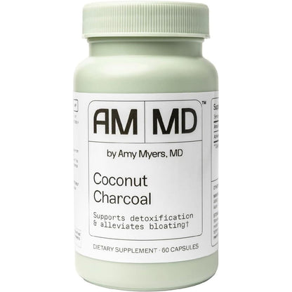 Amy Myers MD Coconut Charcoal 60 Capsules front view bottle for natural detoxification