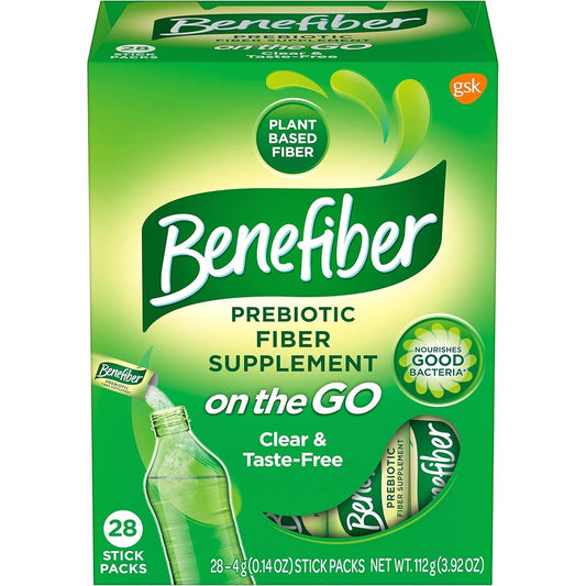 Benefiber On The Go Prebiotic Fiber Supplement Powder 28 Sticks front packaging view