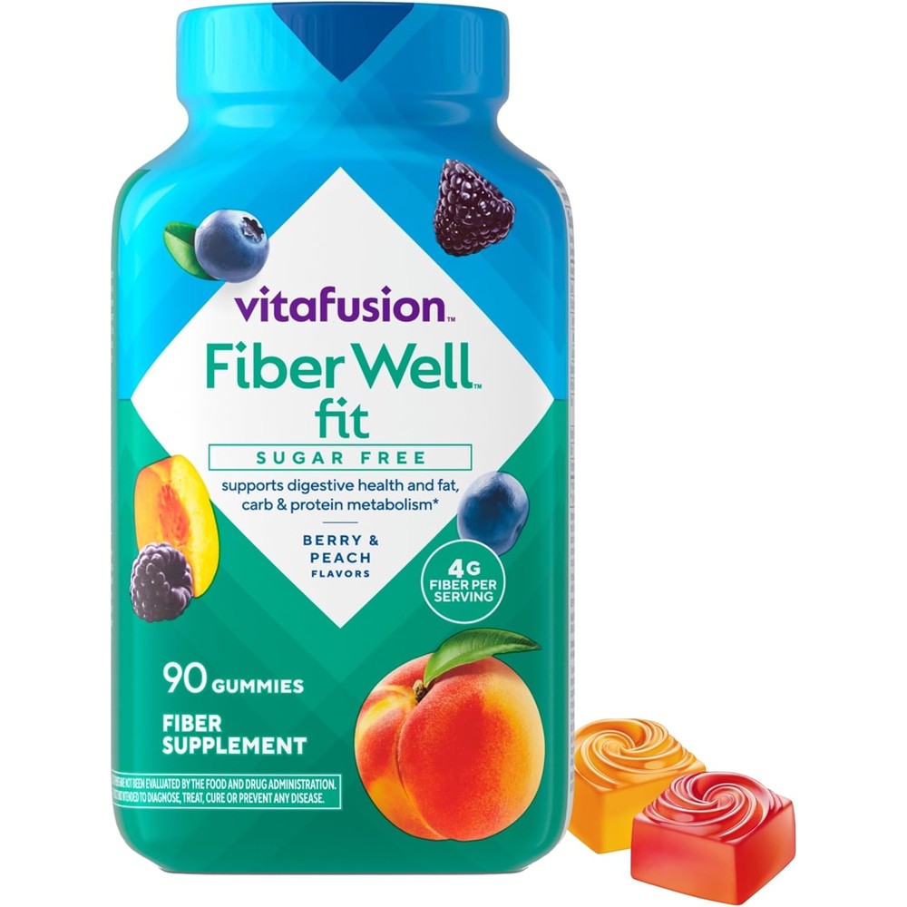 Vitafusion Fiber Well Fit 90 Gummies front bottle view for digestive health