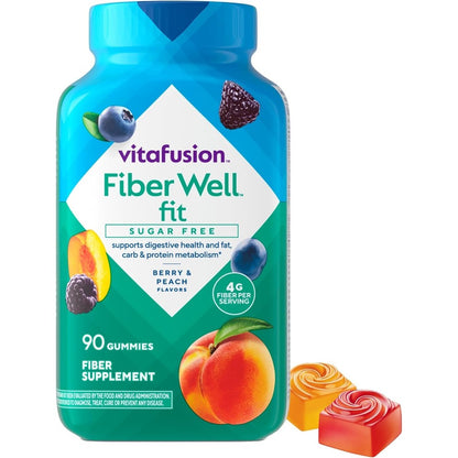 Vitafusion Fiber Well Fit 90 Gummies front bottle view for digestive health