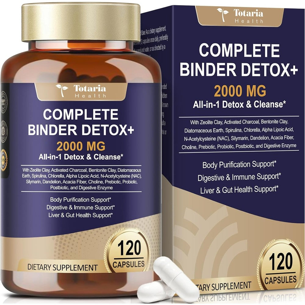 Totaria Health detox binder supplement bottle front view with clean label