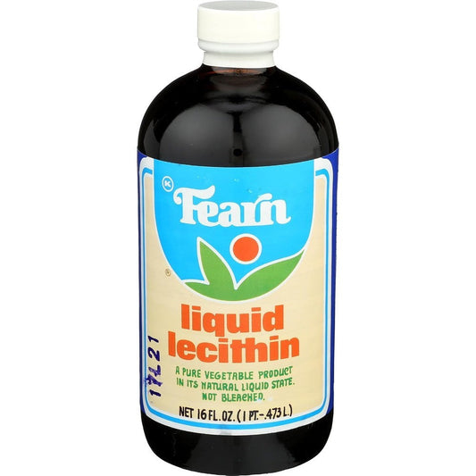 Fearn Natural Foods Liquid Lecithin 16 Fluid Ounce bottle front view showing pure phospholipid support label.
