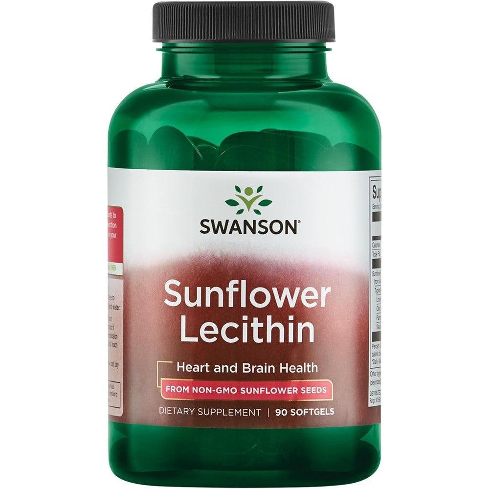 Swanson Sunflower Lecithin 1200 mg 90 Softgels front view bottle