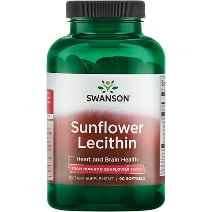 Swanson Sunflower Lecithin 1200 mg 90 softgels bottle front view for heart health support