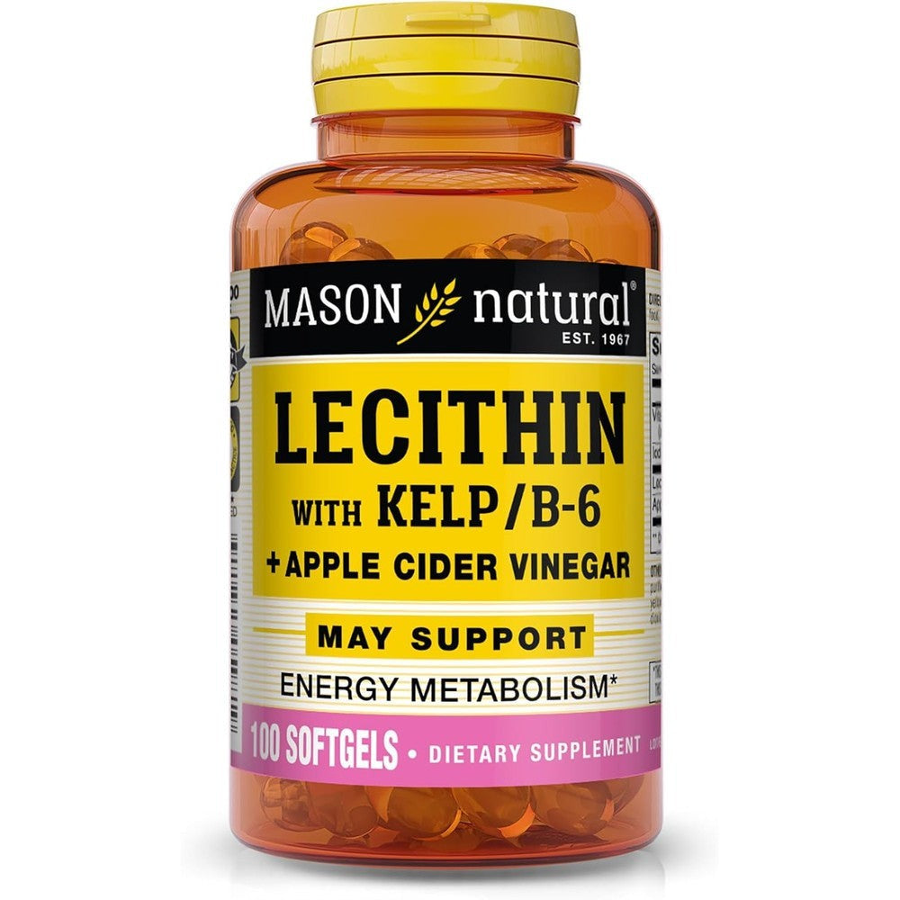 Mason Natural Lecithin Kelp B6 Apple Cider Vinegar bottle front view commercial wellness supplement