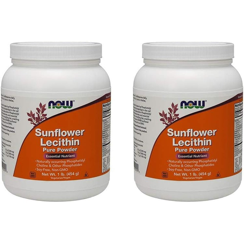 NOW Foods Sunflower Lecithin Pure Powder front view container for brain health.