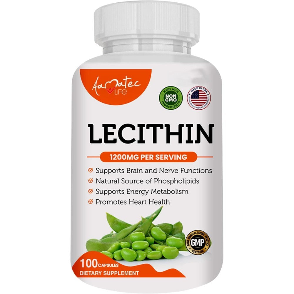 Aamatec Life Soy Lecithin 1200mg capsules front view bottle