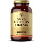 Solgar Soya Lecithin 1360 milligrams softgels bottle front view supplement
