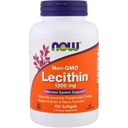 NOW Foods Lecithin 1200 mg twin pack front view for brain health support