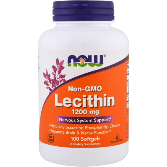 NOW Foods Lecithin 1200 mg twin pack front view for brain health support