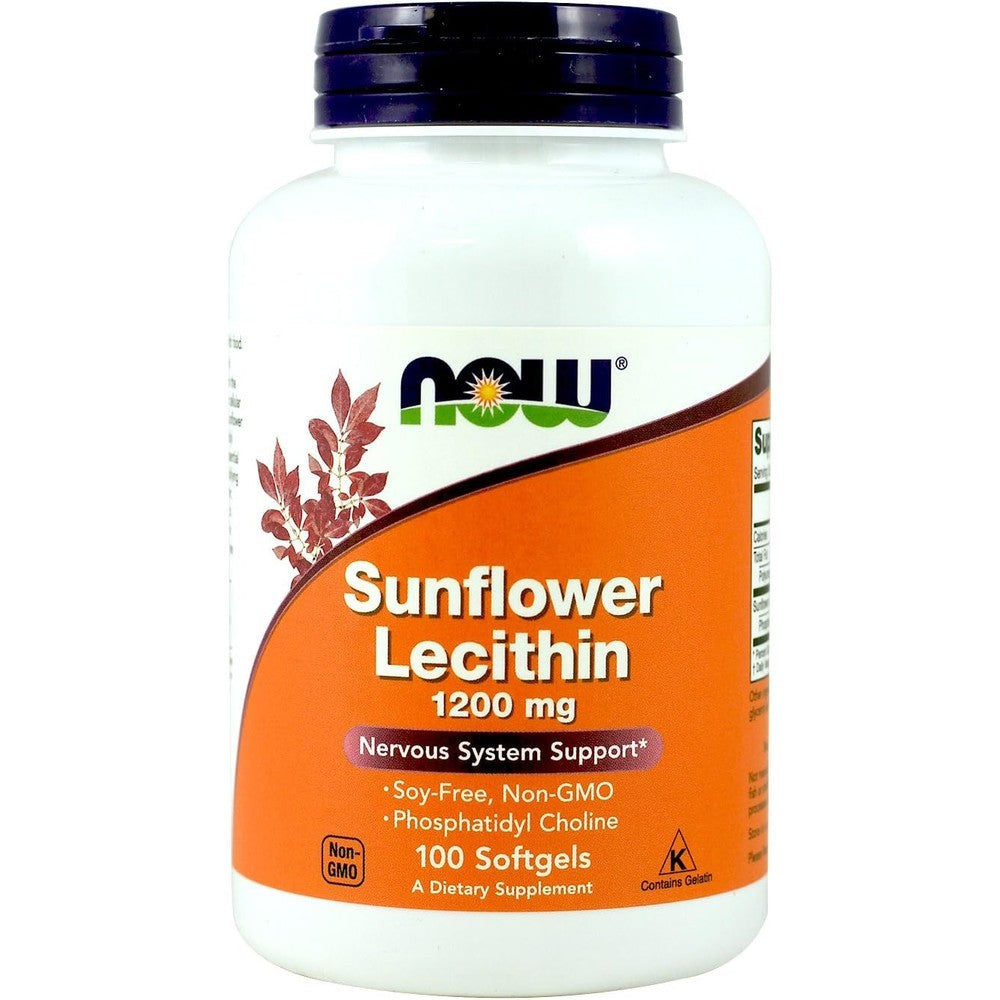 Now Foods sunflower lecithin 1200 mg twin pack front view bottle packaging