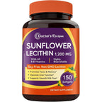 Doctor's Recipes Sunflower Lecithin 1200 milligram bottle front view showing the dark orange label and black cap