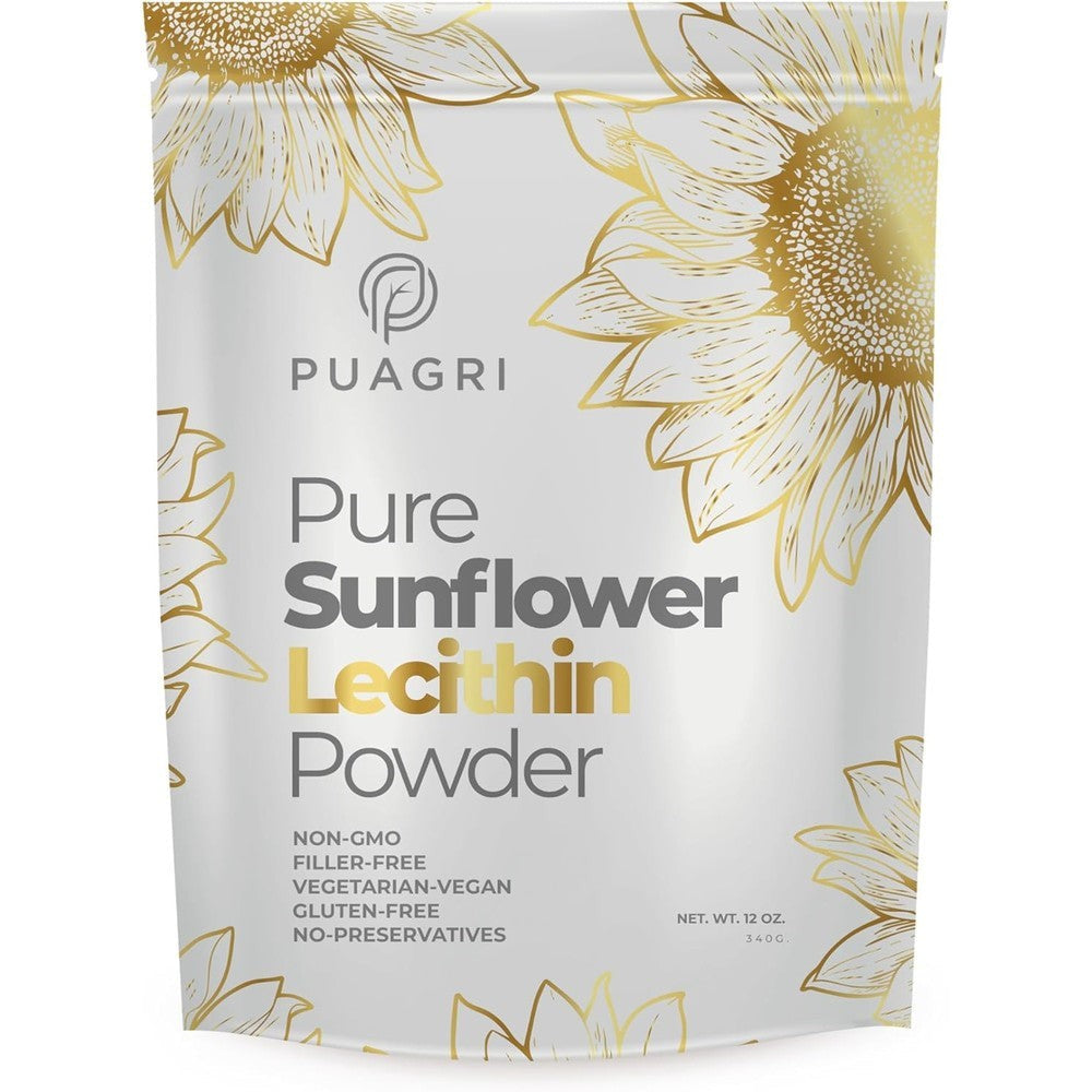 Puagri Pure Sunflower Lecithin Powder front view packaging for natural food emulsification