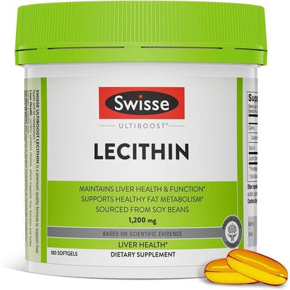 Swisse Ultiboost Soy Lecithin 1200mg 180 softgels front bottle view liver health supplement India