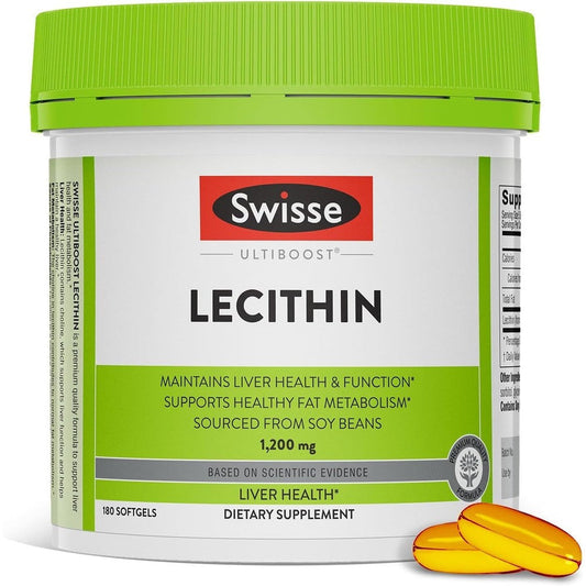 Swisse Ultiboost Soy Lecithin 1200mg 180 softgels front bottle view liver health supplement India