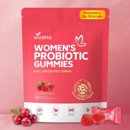 VivoNu Vaginal Cranberry Probiotics front view pouch for feminine balance