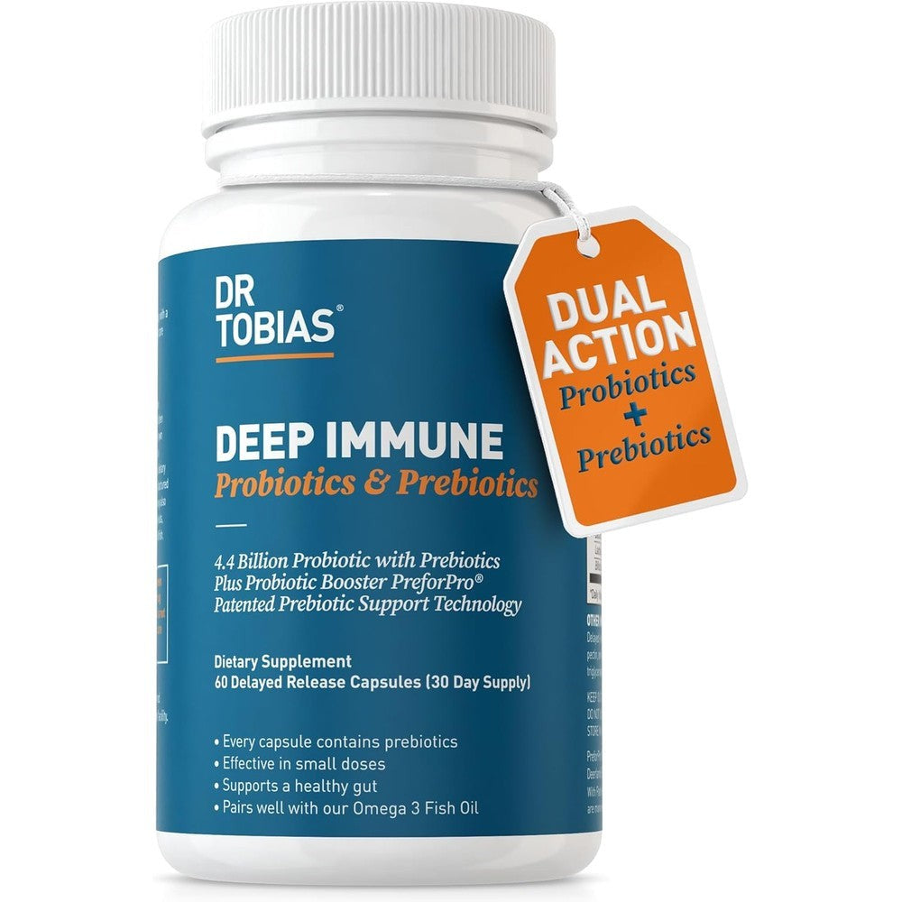 Dr. Tobias Deep Immune Probiotics front view bottle for gut health