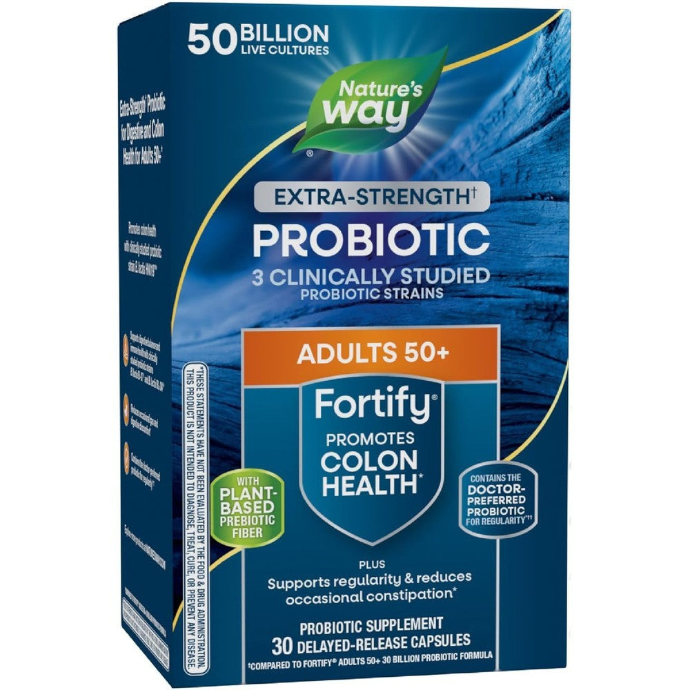 Natures Way Fortify Extra Strength Probiotic Adults 50 Plus front view product box