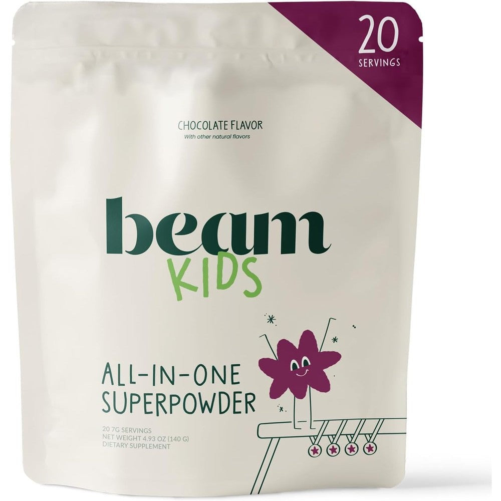 Beam Kids chocolate superfood powder front view packaging