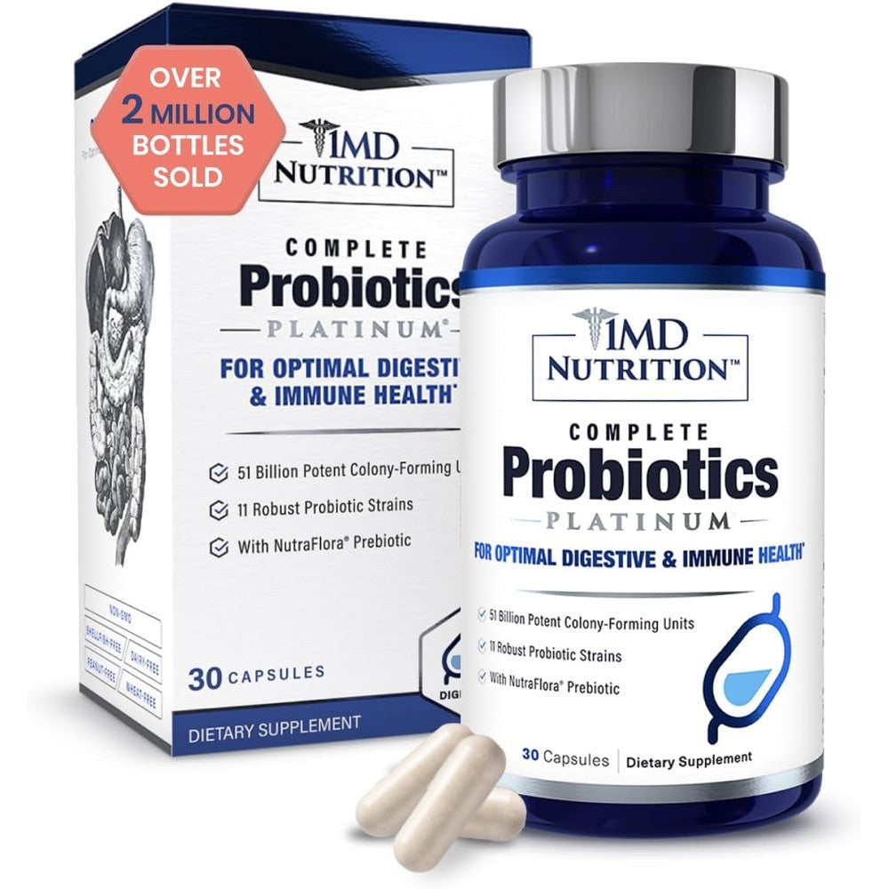 1MD Nutrition Complete Platinum Probiotic bottle front view
