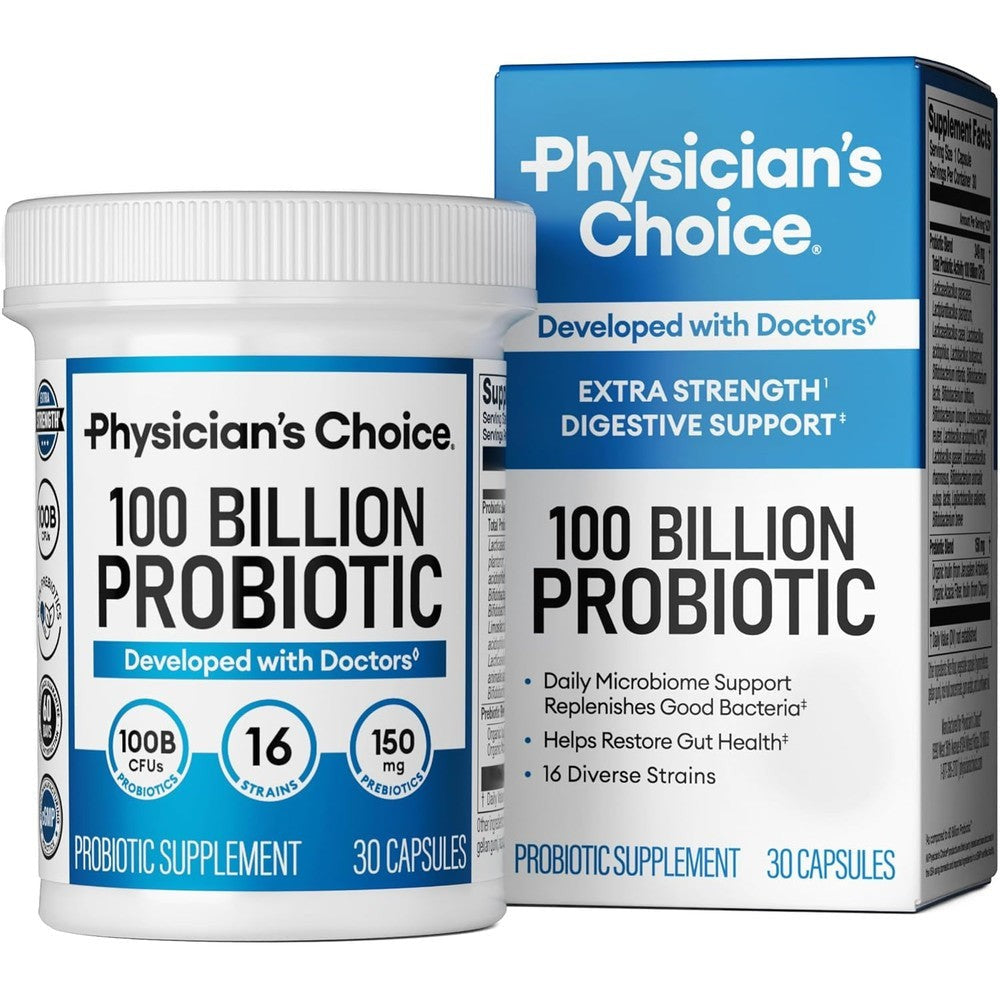 Physicians Choice Advanced Probiotic 100 Billion 30 Capsules front bottle view for gut health