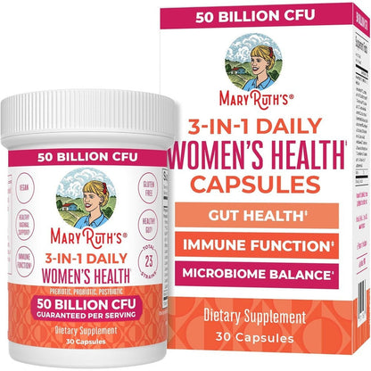 MaryRuth's 3-in-1 Daily Health Probiotics for Women 30 capsules front bottle view