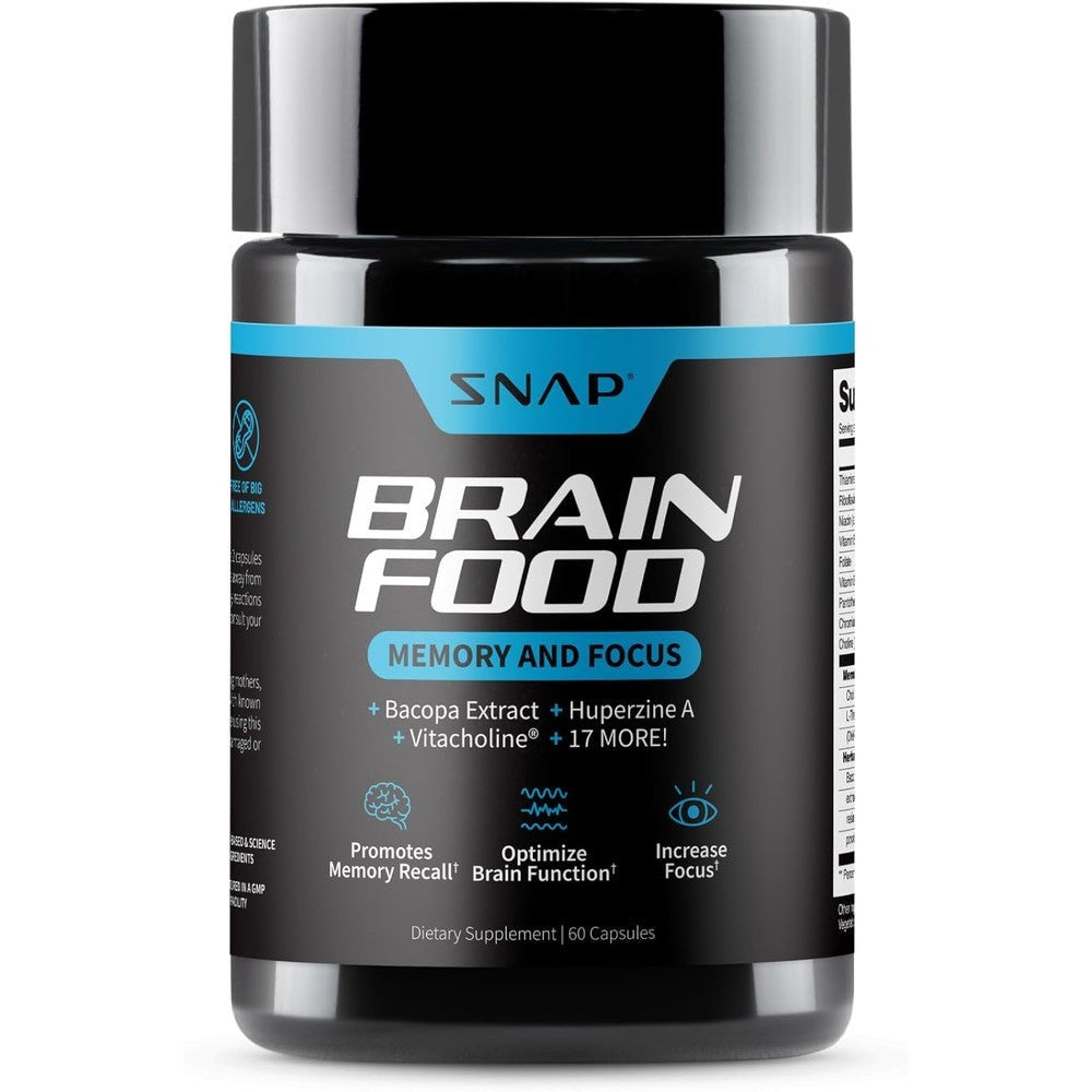 Snap Supplements Brain Booster Nootropic capsules bottle front view