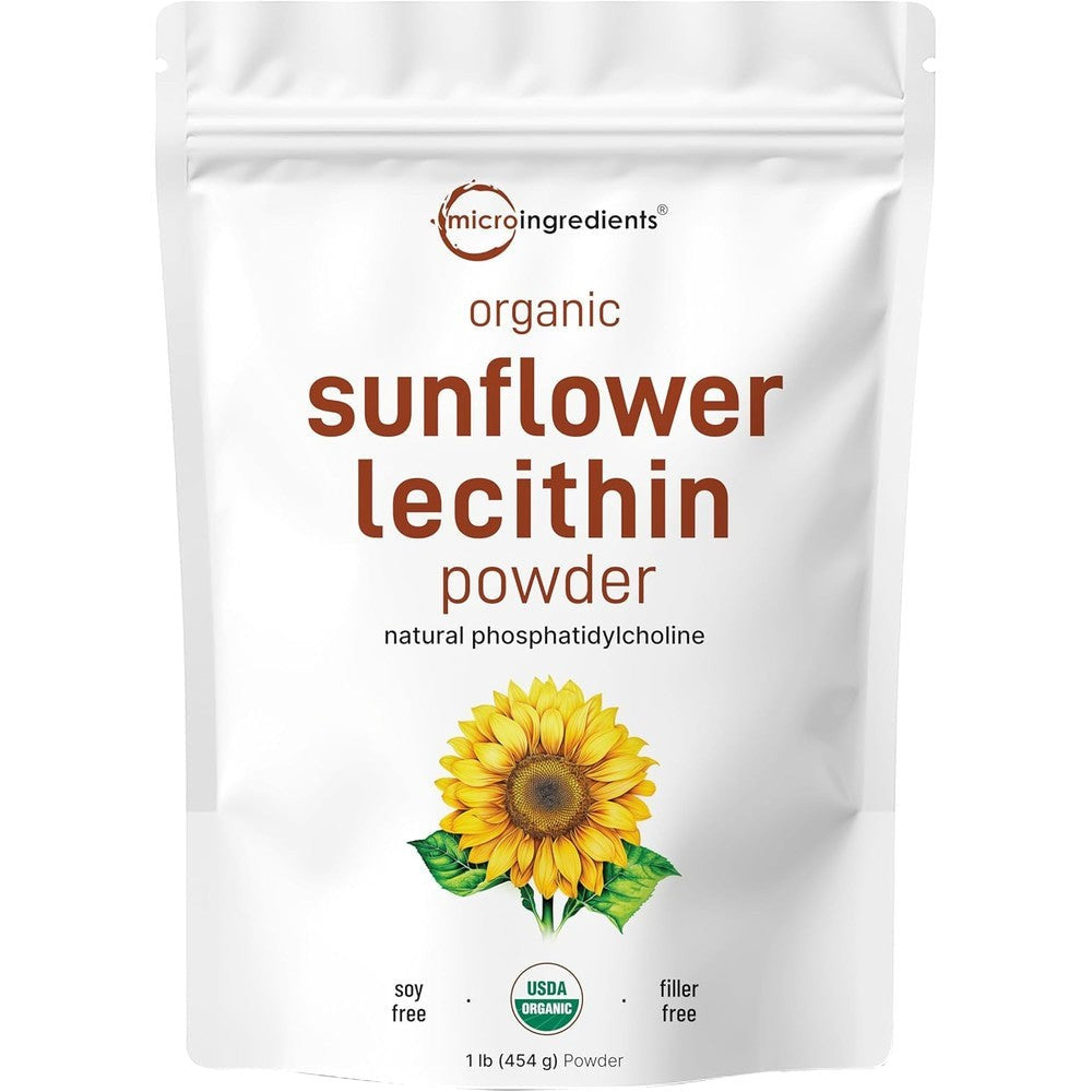 Micro Ingredients Organic Sunflower Lecithin Powder 1 Pound front packaging view