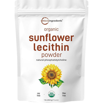 Micro Ingredients Organic Sunflower Lecithin Powder 1 Pound front packaging view