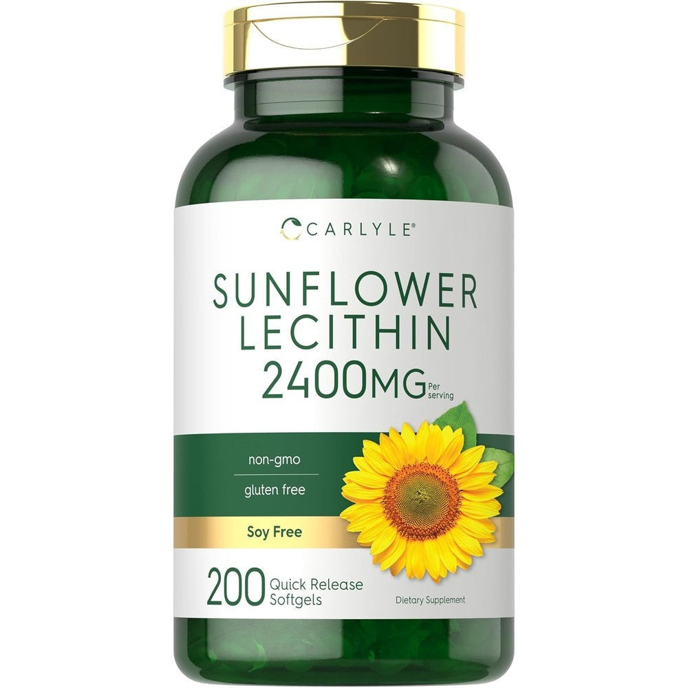 Carlyle Sunflower Lecithin 2400 mg 200 softgels bottle front view